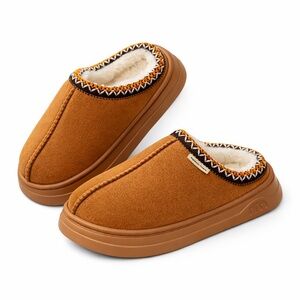 Women’s Cozy Warm Slip-On House Slippers with Fur Lining – Brown